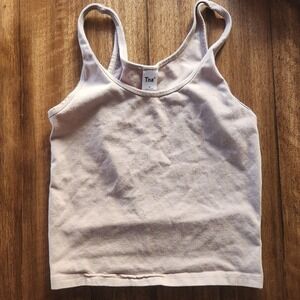 Tna Tank Top Cropped Ribbed Racerback Basic Layering Tan Medium aritzia normcore